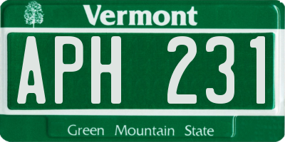 VT license plate APH231