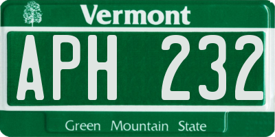 VT license plate APH232