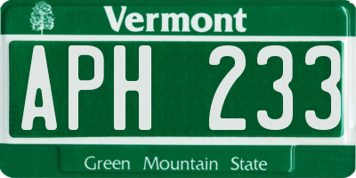 VT license plate APH233