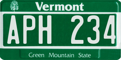 VT license plate APH234