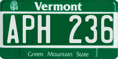 VT license plate APH236