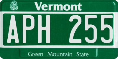 VT license plate APH255