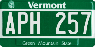 VT license plate APH257