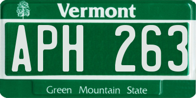 VT license plate APH263
