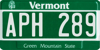 VT license plate APH289