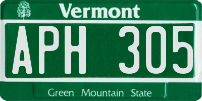 VT license plate APH305