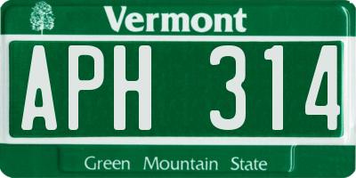 VT license plate APH314