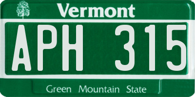 VT license plate APH315