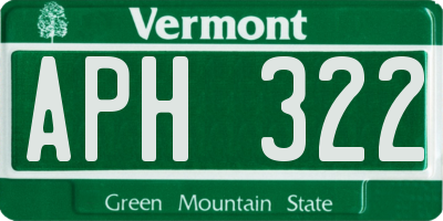 VT license plate APH322