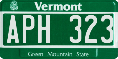VT license plate APH323