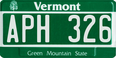 VT license plate APH326