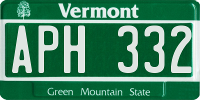 VT license plate APH332