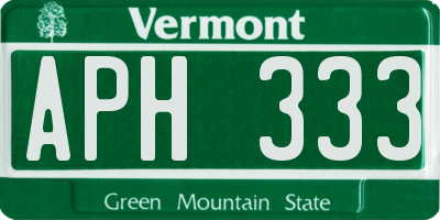 VT license plate APH333