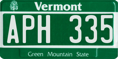 VT license plate APH335