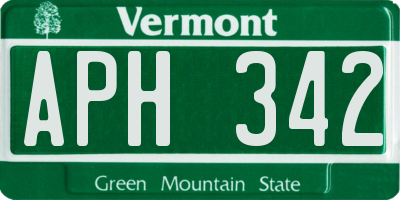 VT license plate APH342
