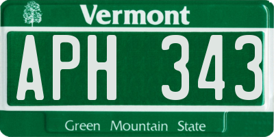 VT license plate APH343
