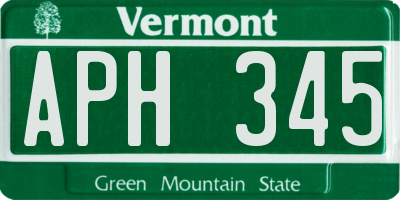 VT license plate APH345