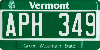 VT license plate APH349