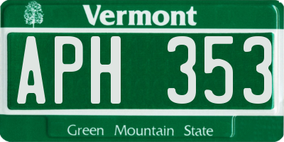 VT license plate APH353