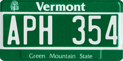 VT license plate APH354