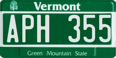 VT license plate APH355