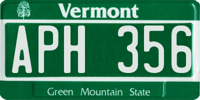VT license plate APH356