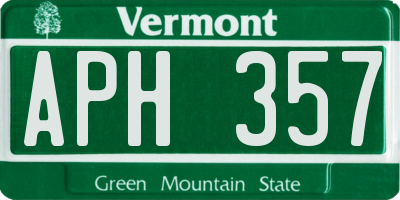 VT license plate APH357