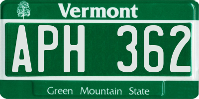 VT license plate APH362