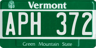 VT license plate APH372