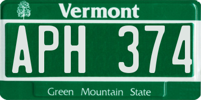 VT license plate APH374