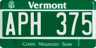 VT license plate APH375