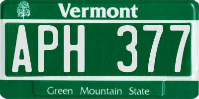 VT license plate APH377