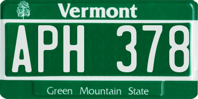 VT license plate APH378