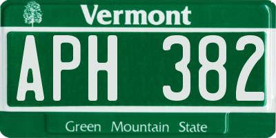 VT license plate APH382