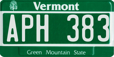 VT license plate APH383