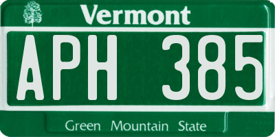 VT license plate APH385