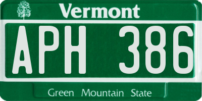 VT license plate APH386