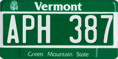 VT license plate APH387