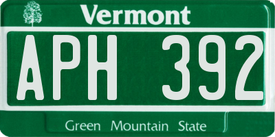 VT license plate APH392