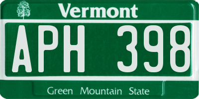 VT license plate APH398