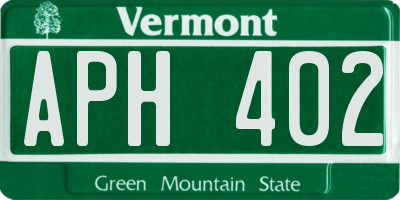 VT license plate APH402