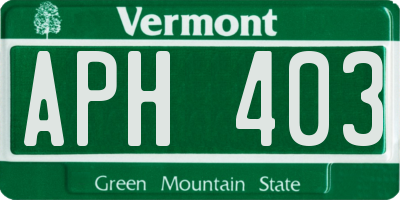 VT license plate APH403