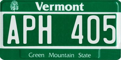 VT license plate APH405