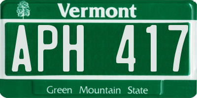 VT license plate APH417