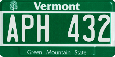 VT license plate APH432
