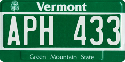 VT license plate APH433