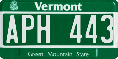 VT license plate APH443