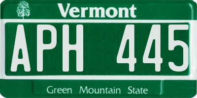 VT license plate APH445