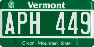 VT license plate APH449
