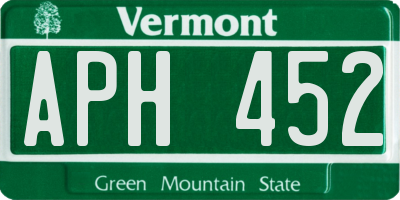 VT license plate APH452